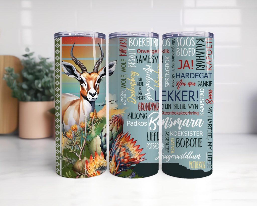 Afrikaans Tumbler 20oz with straw